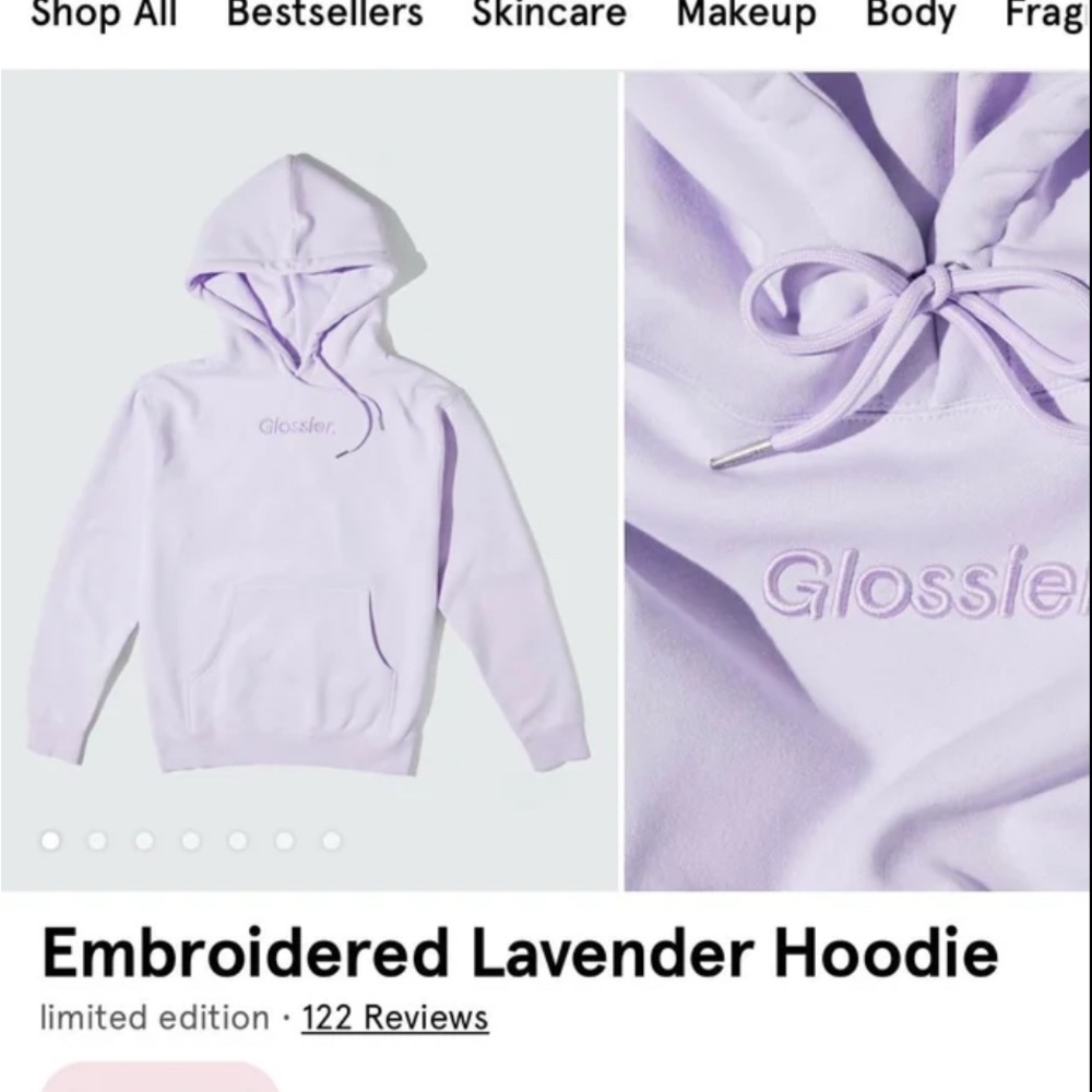 Glossier lavender hoodie
